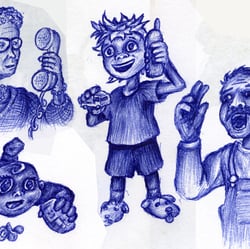 Smartphone Kugelschreiber-Illustrationen