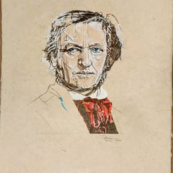RICHARD WAGNER, 2022, Acryl und Graphit auf Hanfpapier, 50 × 76 cm