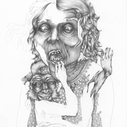 „Frau mit Affe“(freie Arbeit aus der Serie „Animal portraits“)