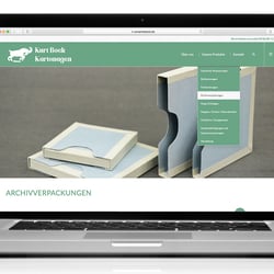 Gestaltung des Webauftritts für Kurt Bock Kartonagen, Ansicht Notebook