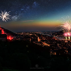 Heidelberg mit Feuerwerk