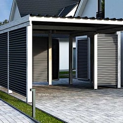 3D-Visualisierung von einem Carport mit Trapezblech