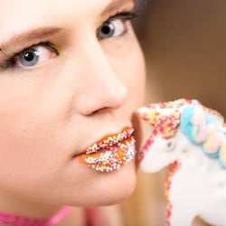 sweets gumdrops girls lolipop marshmellow tounge blond hair queens 7frames unicorn 7