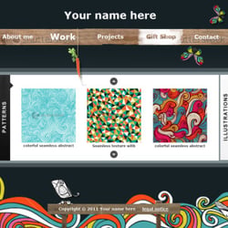 Web-Layout-Screen für die Webseite einer Illustratorin
