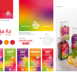 Packaging Design // TEA BRAND // „Lieblingsfarbe: BUNT“ // Brand Board