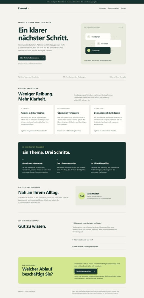 Fiktive Arbeitsprobe – Desktop