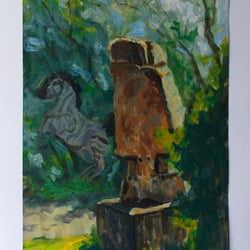 FKS (Im Hof), 2018, Acryl auf Packpapier, 32cm x 45,5cm