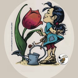 Tulpenmaid, handgezeichnet und am Computer koloriert