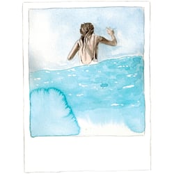 Surferin hinter der Welle