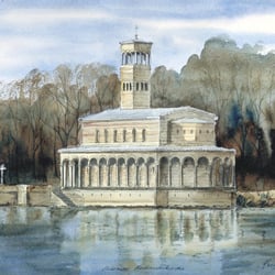 Sakrower Heilandskirche, Aquarell, 29,5×40,5 cm, 1994