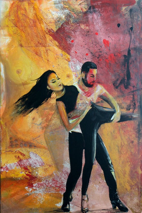 Bachata Fusion, 75×115cm, Mischtechnik auf Leinwand