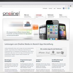 Webdesign/Screendesign und Programmierung für die Webseite von Oneline Media