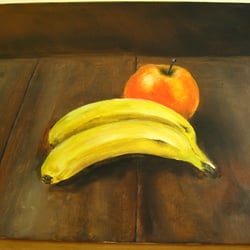Bananen und Apfel  2011 Öl