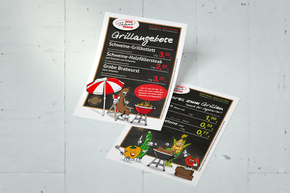 Rewe-Thieme – Flyer/Handzettel für Grill-Saison