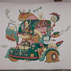 Wandbild für eine Oldtimer-Werkstatt