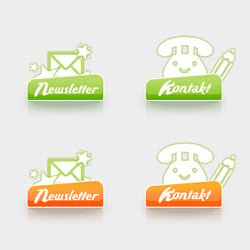 Weitere Icons die auf den Angebotsseiten zum Einsatz kommen und auf das Kontaktformular oder zum Newsletter hinweisen.