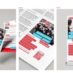 KOMMUNIKATIONSMITTEL: FLYER, ANZEIGE, ROLL-UP