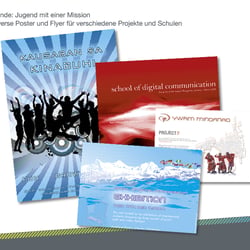 Kunde: Jugend mit einer Mission diverse Poster und Flyer für verschiedene Projekte und Schulen