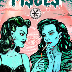 „Pisces“, Zodiac & Pin-up Girls illustration series, 2025, procreate + photoshop