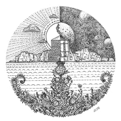 Illustration für Ausstellung Caithness Broch Projects zum Thema „Archaeology & Art“