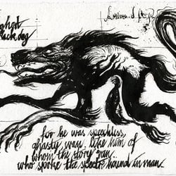 the Black Dog, Tusche auf Büttenpapier