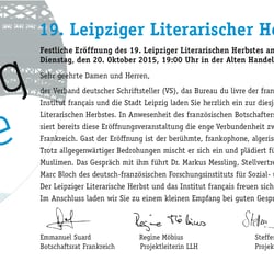 Einladung Karte Titel _ Thema: ERÖFFNUNG 19. LLH