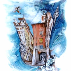 Blue memories of Piran. Acryl