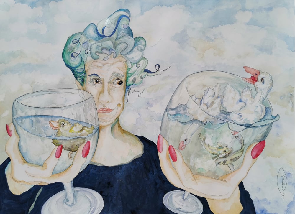 Gänsewein / Aquarell / Din A3
