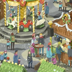 „Forscht mit“ Wimmelbild zur Weihnachtszeit, Detail