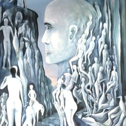 Blaue Schlucht, Öl a. Lw., 100×70 cm, 1996