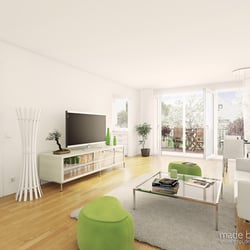 3d-Wohnzimmer für einen Bauträger