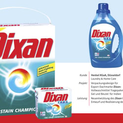 Neuentwicklung des DIXAN Key Visuals, Entwurf und Realisierung der kompletten Range, Firma Henkel