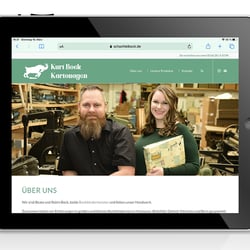Gestaltung des Webauftritts für Kurt Bock Kartonagen, Ansicht Tablet