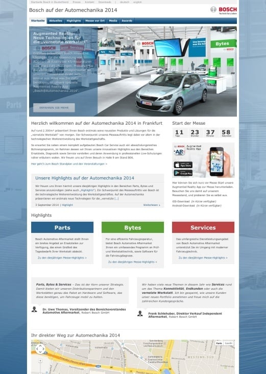 Bosch Automotive Aftermarket – Webspecial zur Automechanika 2014