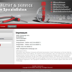 Webseite für Werkzeughandel
