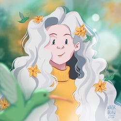 Portrait mit Kolibris