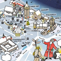 handgezeichneter Stadtplan Weihnachten