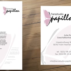 Logo, Geschäftsausstattung und Website für das Tanzstudio Papillon in Köln