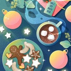 Winter Break // Motiv-Illustration für Postkarten-Print und für den digitalen Einsatz, statisch und animierte Version