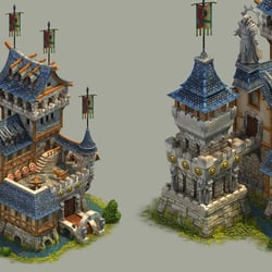 mediaeval iso buildings – modeling & texturing