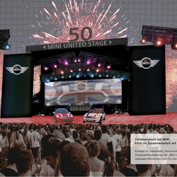 MINI Jubiläumsevent, Eventgestaltung, Konzept, Storyboard-Illustration
