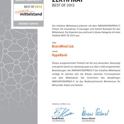 Zertifikat Innovationspreis-IT „Best of 2013“