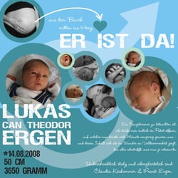 Mailing zur Geburt, Layout und Babyfotos