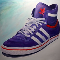 Never without my shoes. Öl auf Malplatte, 100×70cm