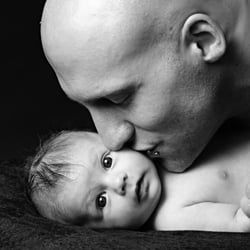 baby bussi, schwarzweissfoto