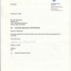 Warner Bros Contract right before my Creations were stolen out from under me :-)
