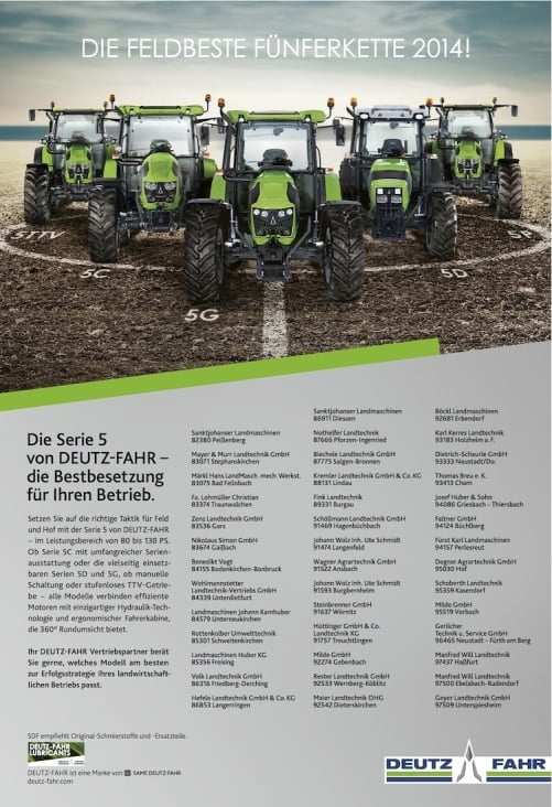 Deutz Fahr – Anzeige zur Fußball-WM 2014