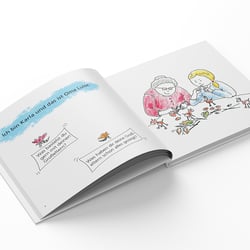 Gestaltung der Innenseiten für Kinderfachbuch »Oma und die Schmetterlinge« des Mabuse-Verlags