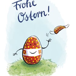 Osterkarte Ei wirft Maske 300dpi