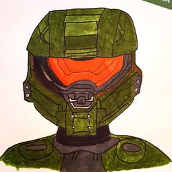 Inktober-21 Tag 15 – Thema:Hemet. Hier ist der Masterchief (eigentlich John-117) aus HALO.